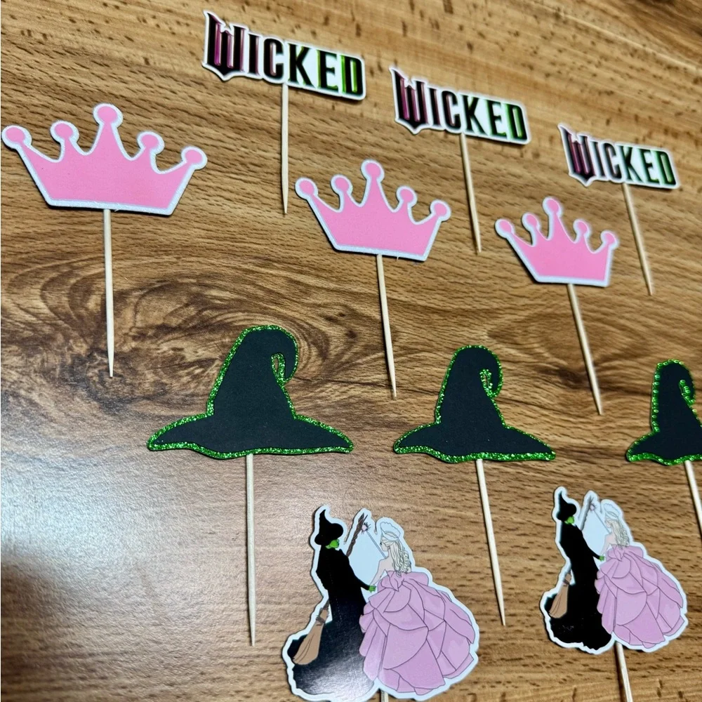 Wicked witch and princess themed cupcake toppers